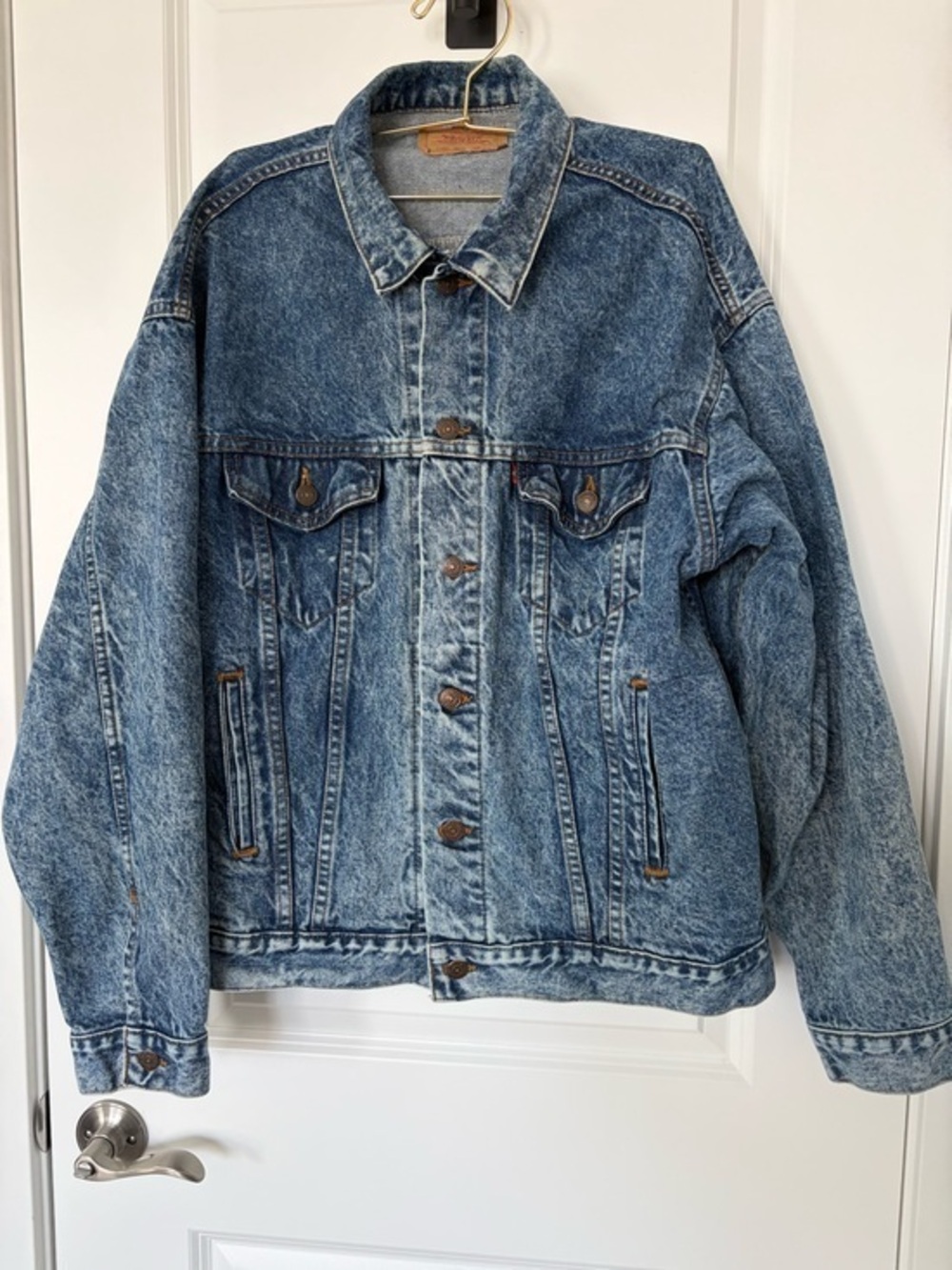 Vintage Levis Acid Wash Denim Trucker Jacket 80s 90s Oversized Western Workwear